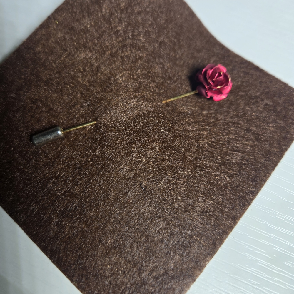 Vintage Red Rose Lapel Pin